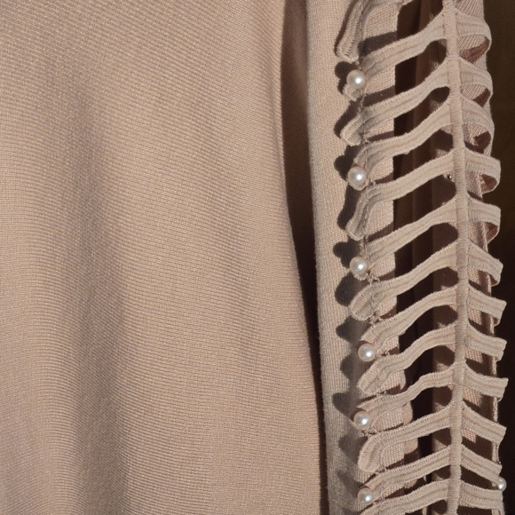 Cactus + Pearl Blush Pink Scoop Neck Sweater w/ Pearl & Lace Sleeves Women L - Picture 8 of 15